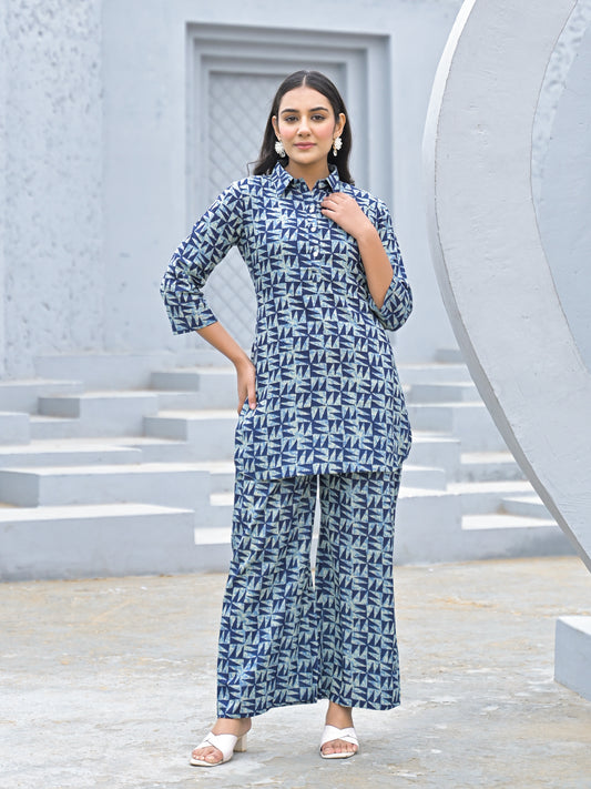 Pure Cotton straight floral print daily wear with side pocket co,ord set.