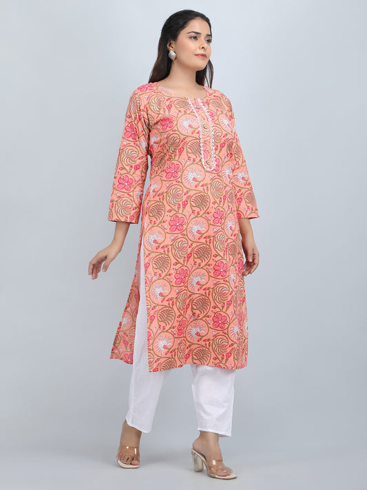 Pure Cotton printed Straight kurti