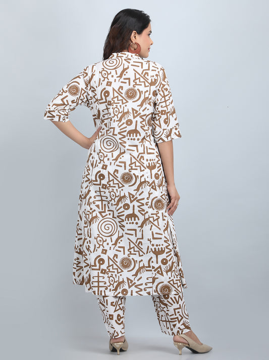 Pure Cotton A,line printed kurta set.