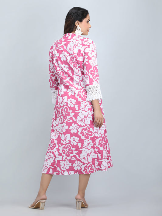 Pure Cotton A,line printed kurta set.