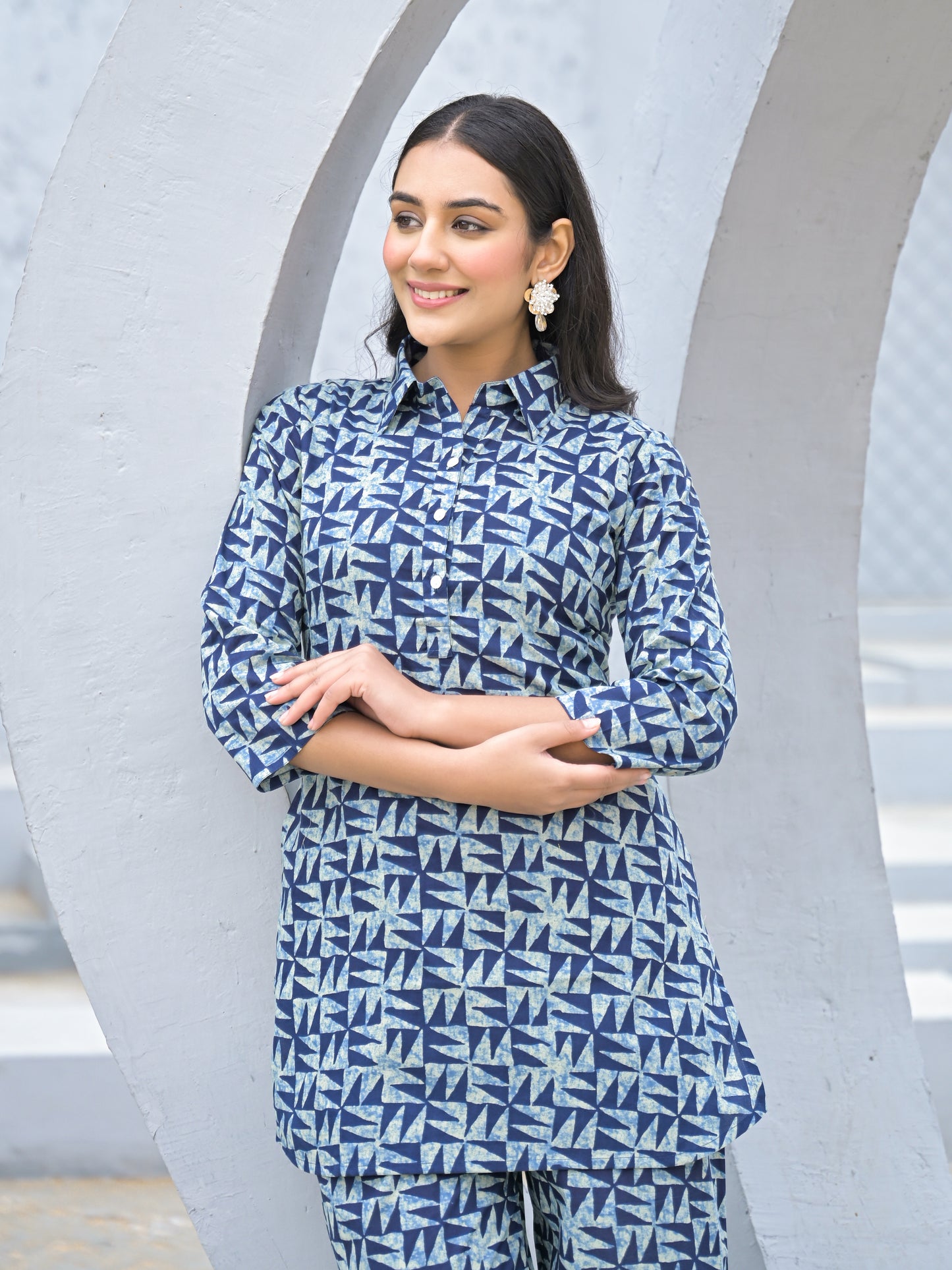 Pure Cotton straight floral print daily wear with side pocket co,ord set.